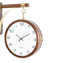 Ixia Walnut Wood Double Sided Wall Clock